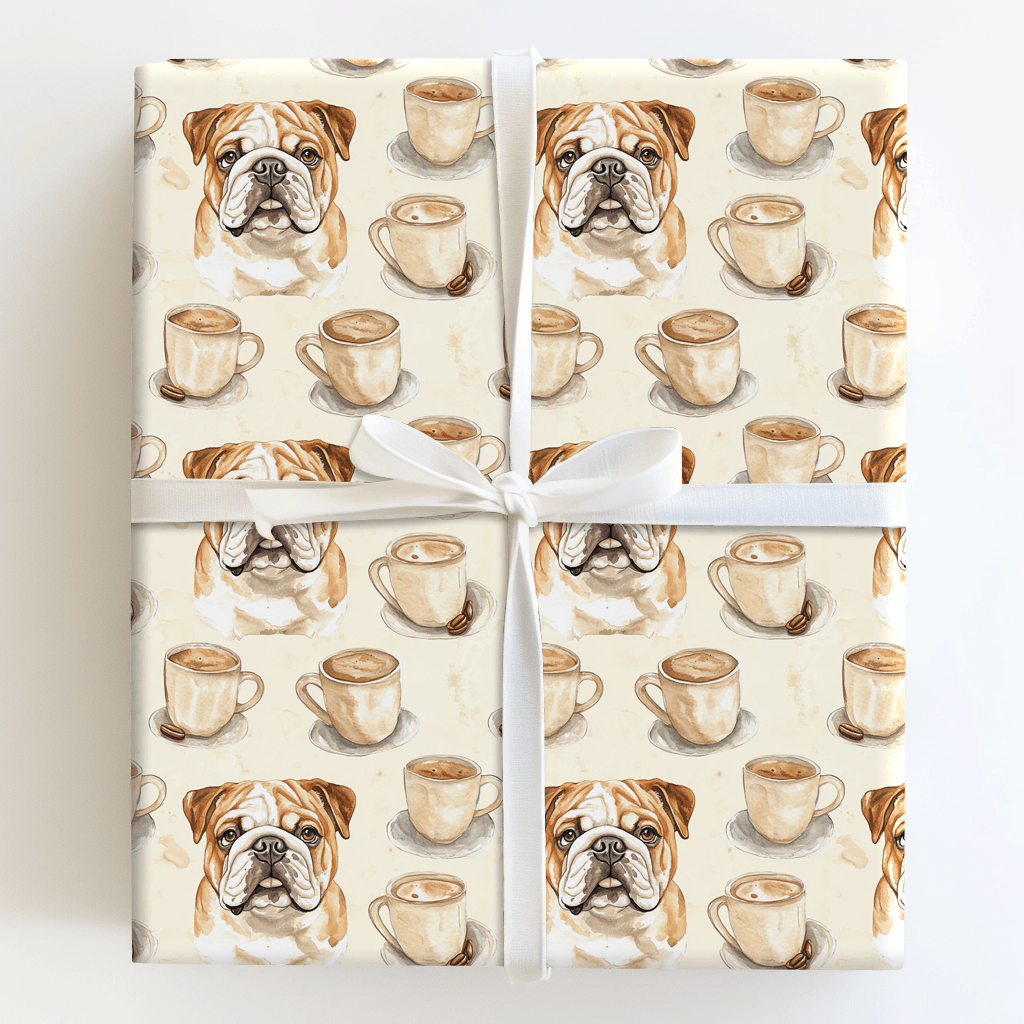 Coffee Day with the Bulldog - Wrapping Paper - Aspen & Arlo