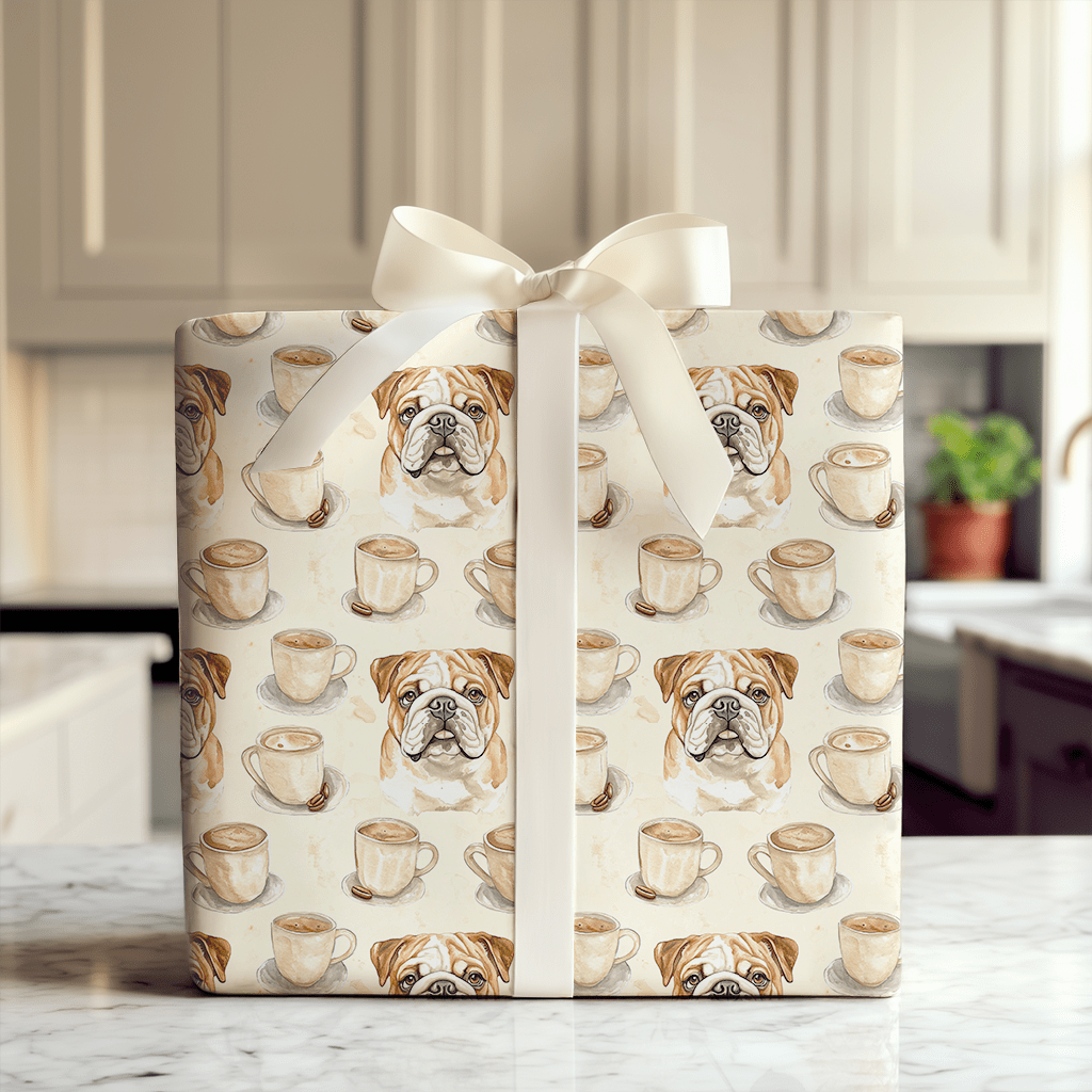 Coffee Day with the Bulldog - Wrapping Paper - Aspen & Arlo