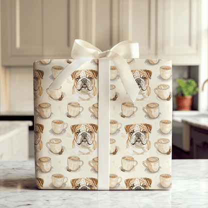 Coffee Day with the Bulldog - Wrapping Paper - Aspen & Arlo