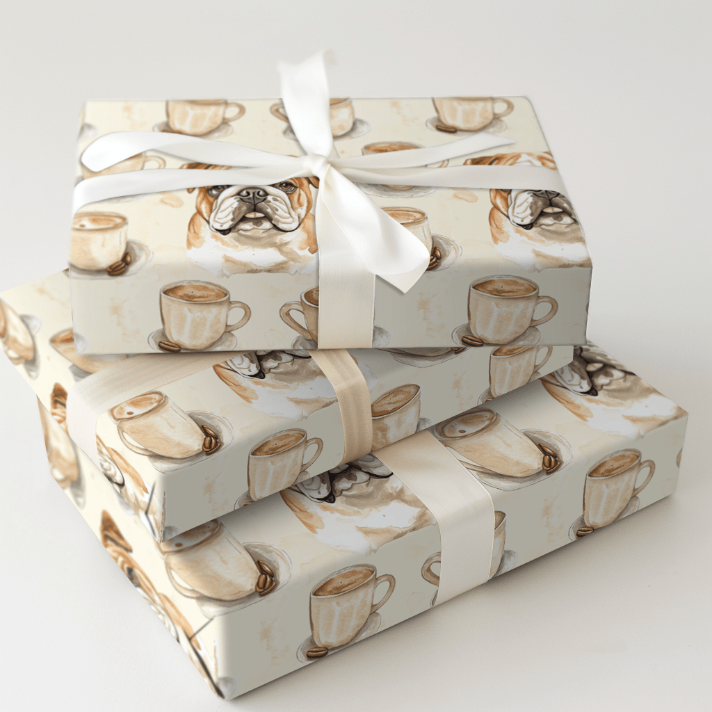 Coffee Day with the Bulldog - Wrapping Paper - Aspen & Arlo