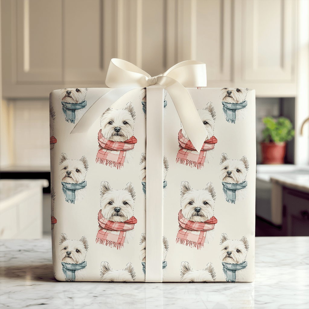 Bundle Up with the Westie - Wrapping Paper - Aspen & Arlo