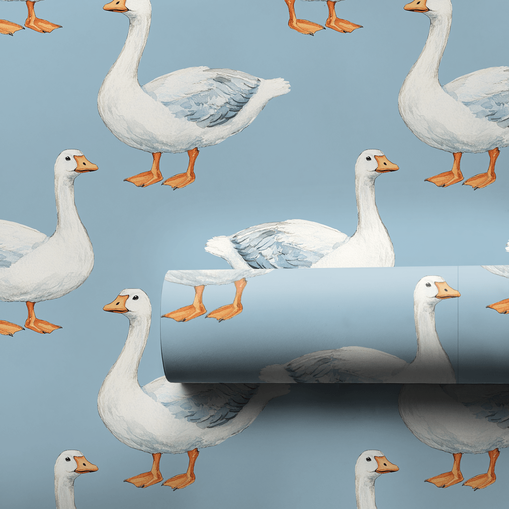 Dreamy Goose Blues - Wrapping Paper - Aspen & Arlo