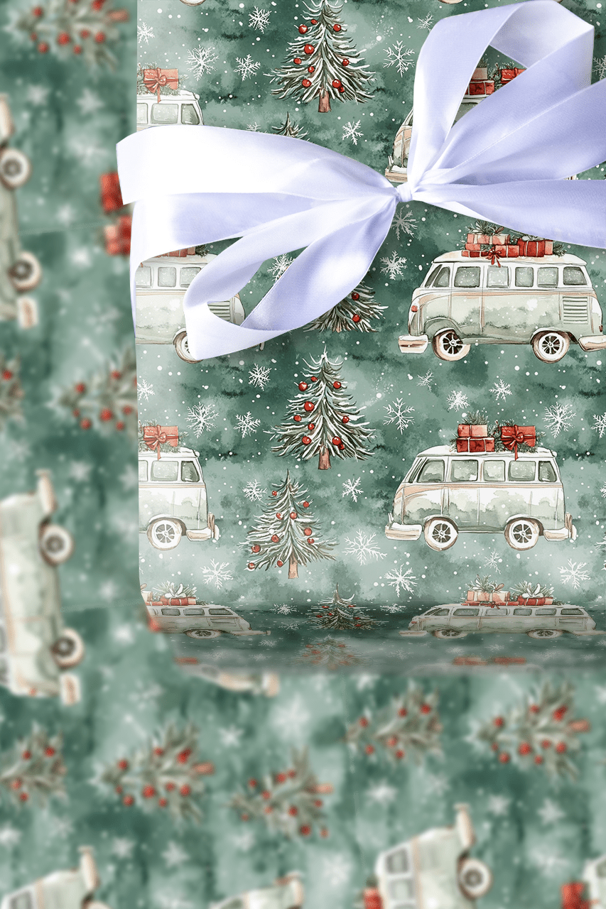 Peace and Love Christmas Bus - Wrapping Paper - Aspen & Arlo