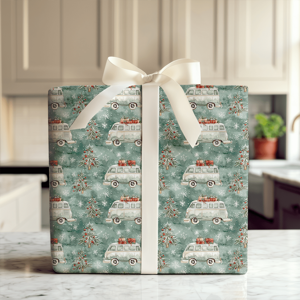 Peace and Love Christmas Bus - Wrapping Paper - Aspen & Arlo