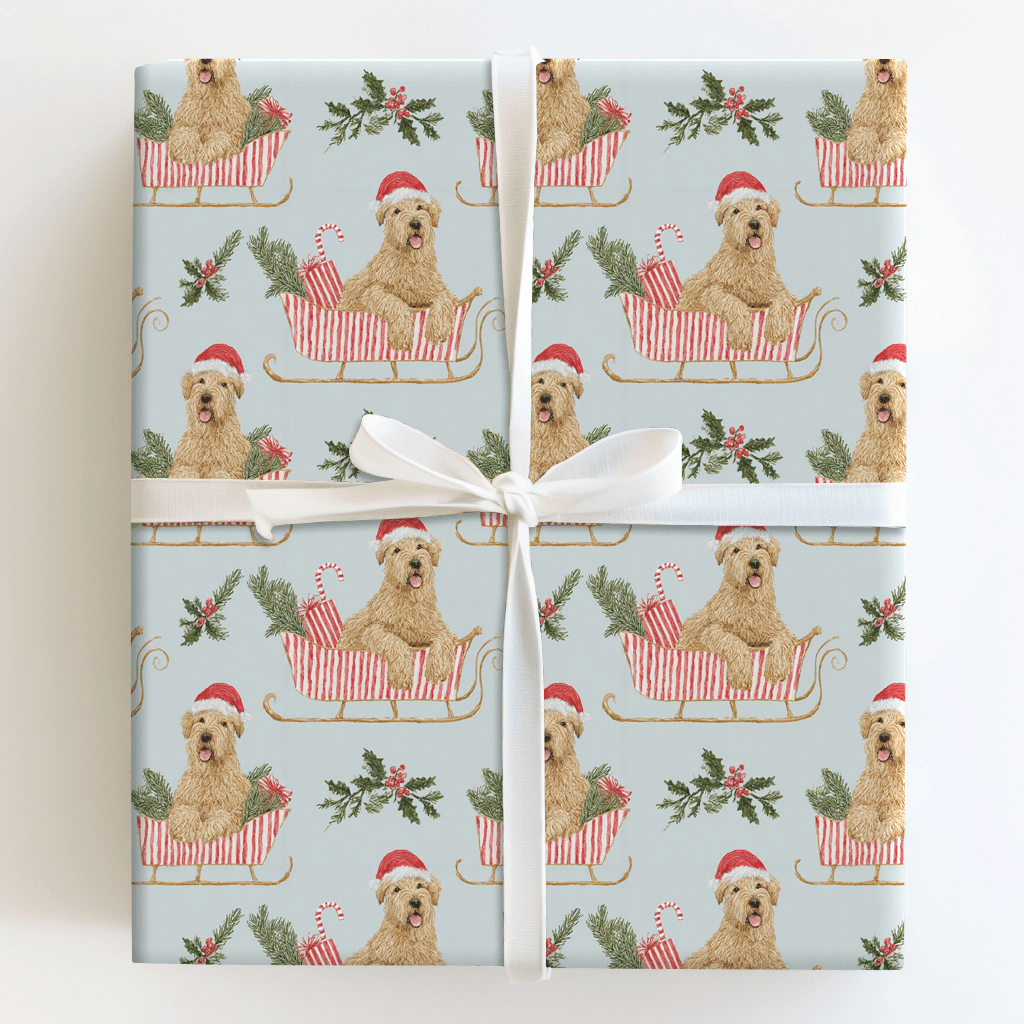 Wheaten Terrier Sleigh Ride - Wrapping Paper - Aspen & Arlo