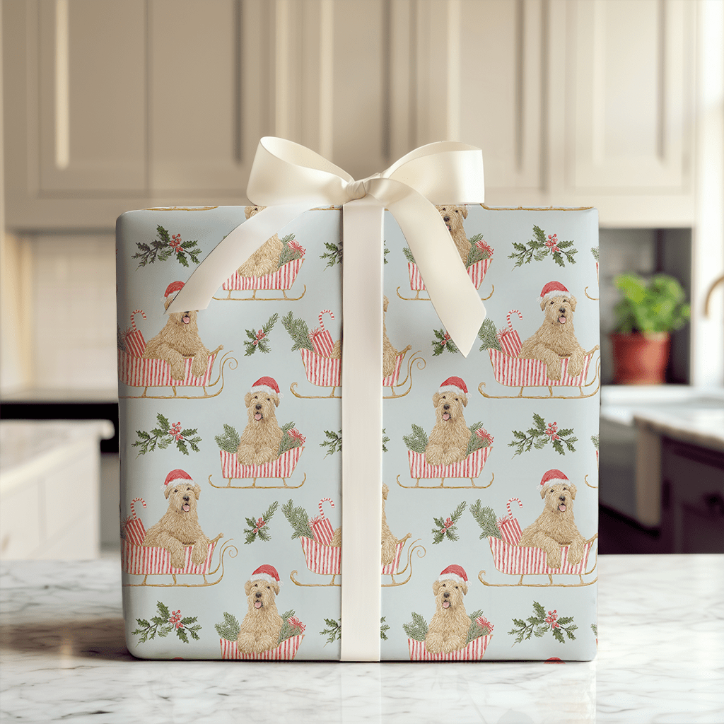 Wheaten Terrier Sleigh Ride - Wrapping Paper - Aspen & Arlo