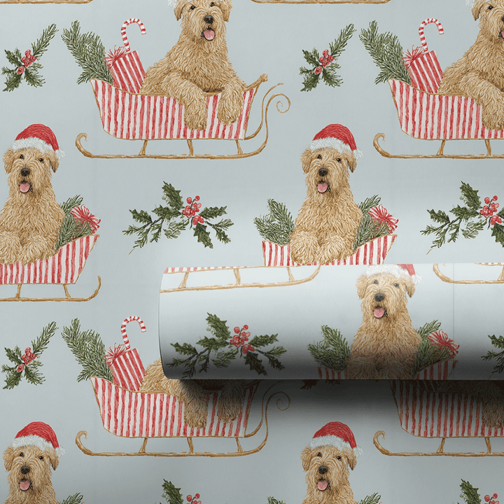 Wheaten Terrier Sleigh Ride - Wrapping Paper - Aspen & Arlo