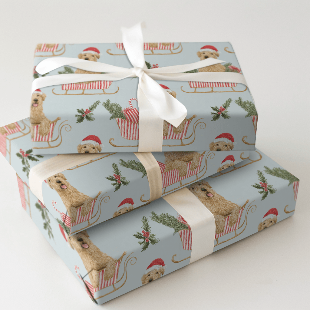 Wheaten Terrier Sleigh Ride - Wrapping Paper - Aspen & Arlo