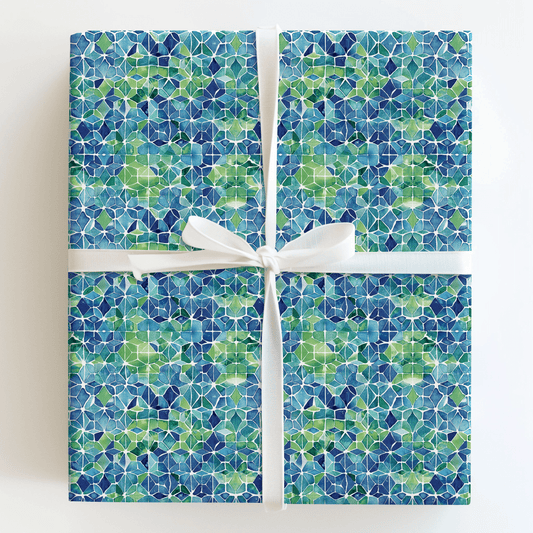 Aqua Geo Wrap - Wrapping Paper - Aspen & Arlo