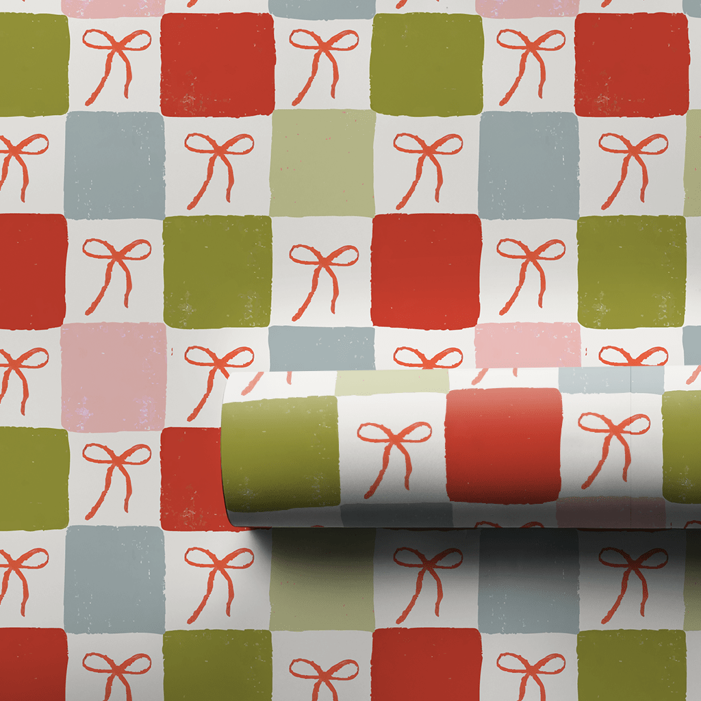 Checkered Bows - Wrapping Paper - Aspen & Arlo