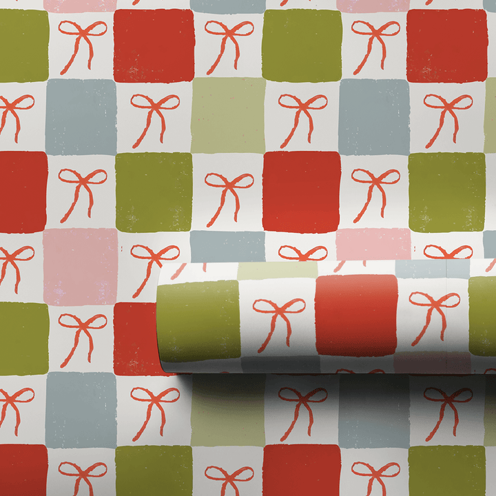 Checkered Bows - Wrapping Paper - Aspen & Arlo