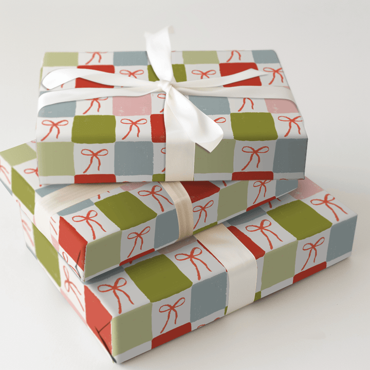 Checkered Bows - Wrapping Paper - Aspen & Arlo
