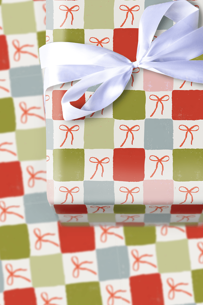 Checkered Bows - Wrapping Paper - Aspen & Arlo