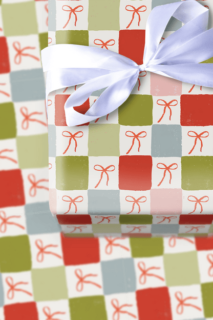 Checkered Bows - Wrapping Paper - Aspen & Arlo