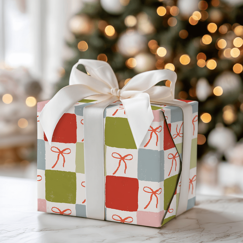 Checkered Bows - Wrapping Paper - Aspen & Arlo