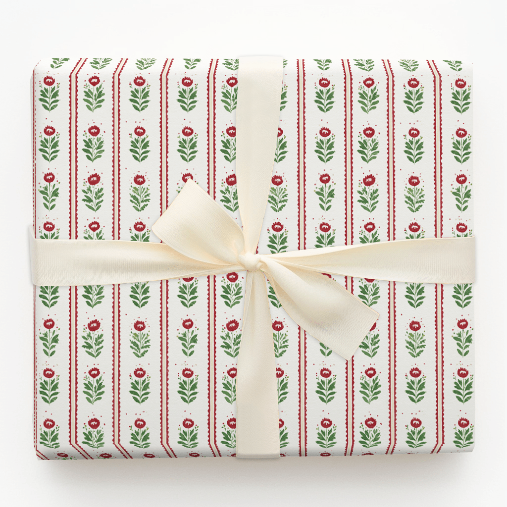 Folk Christmas Poppy - Wrapping Paper - Aspen & Arlo