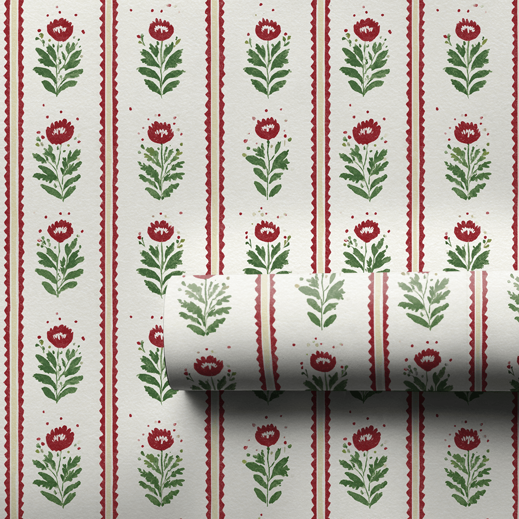 Folk Christmas Poppy - Wrapping Paper - Aspen & Arlo