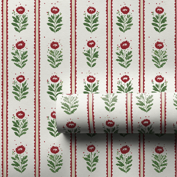 Folk Christmas Poppy - Wrapping Paper - Aspen & Arlo