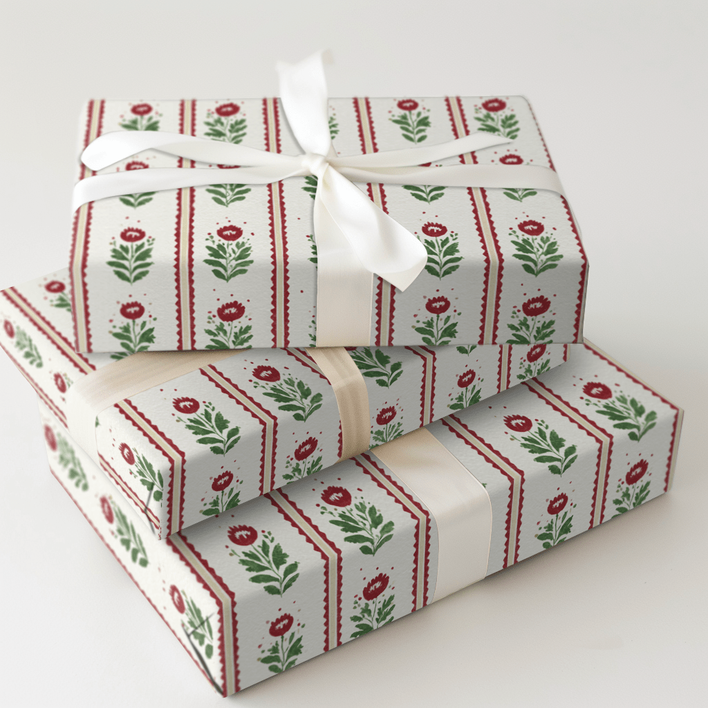Folk Christmas Poppy - Wrapping Paper - Aspen & Arlo