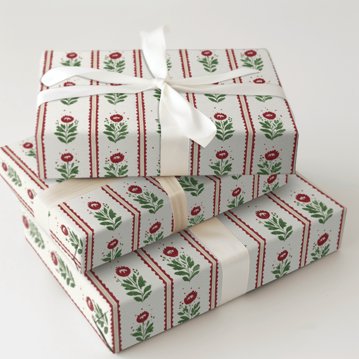 Folk Christmas Poppy - Wrapping Paper - Aspen & Arlo