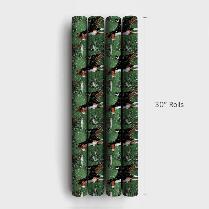 Tri-Colored Basenji in Green - Wrapping Paper - Aspen & Arlo