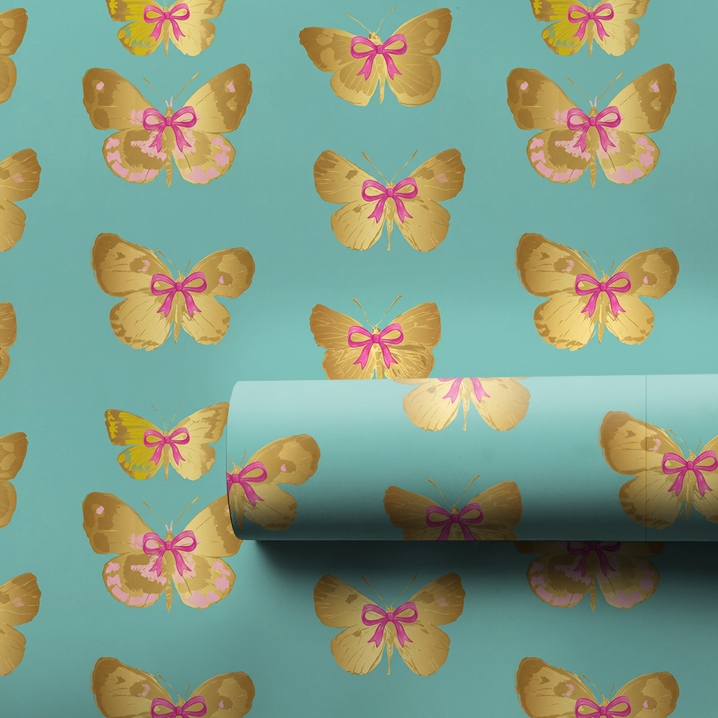 Teal and Gold Butterflies