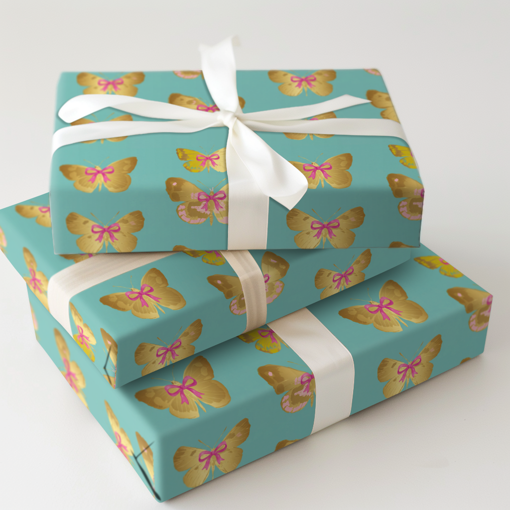 Teal and Gold Butterflies