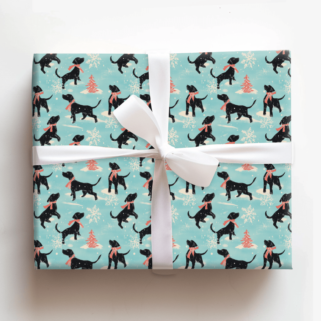 Black Lab on the Ice - Wrapping Paper - Aspen & Arlo