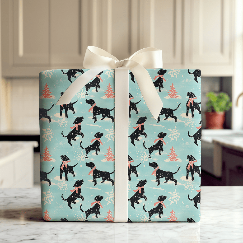 Black Lab on the Ice - Wrapping Paper - Aspen & Arlo