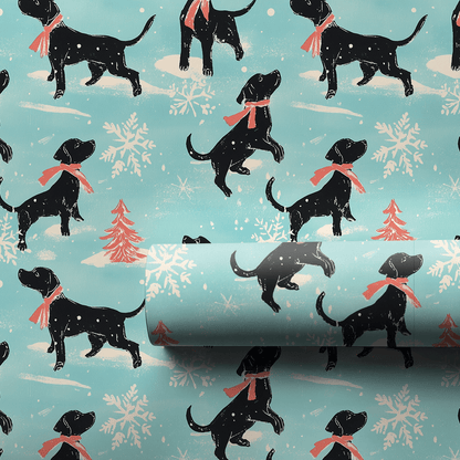 Black Lab on the Ice - Wrapping Paper - Aspen & Arlo
