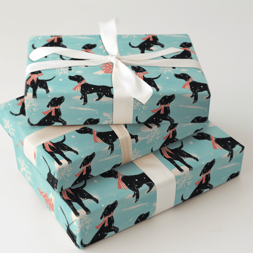 Black Lab on the Ice - Wrapping Paper - Aspen & Arlo