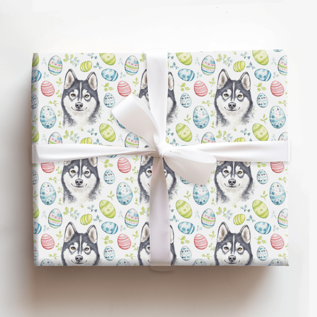 Easter Eggs with the Husky - Wrapping Paper - Aspen & Arlo