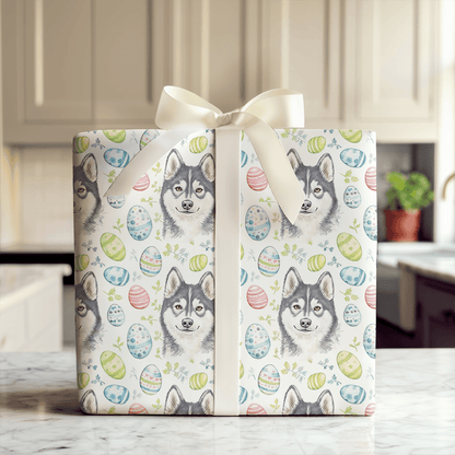 Easter Eggs with the Husky - Wrapping Paper - Aspen & Arlo