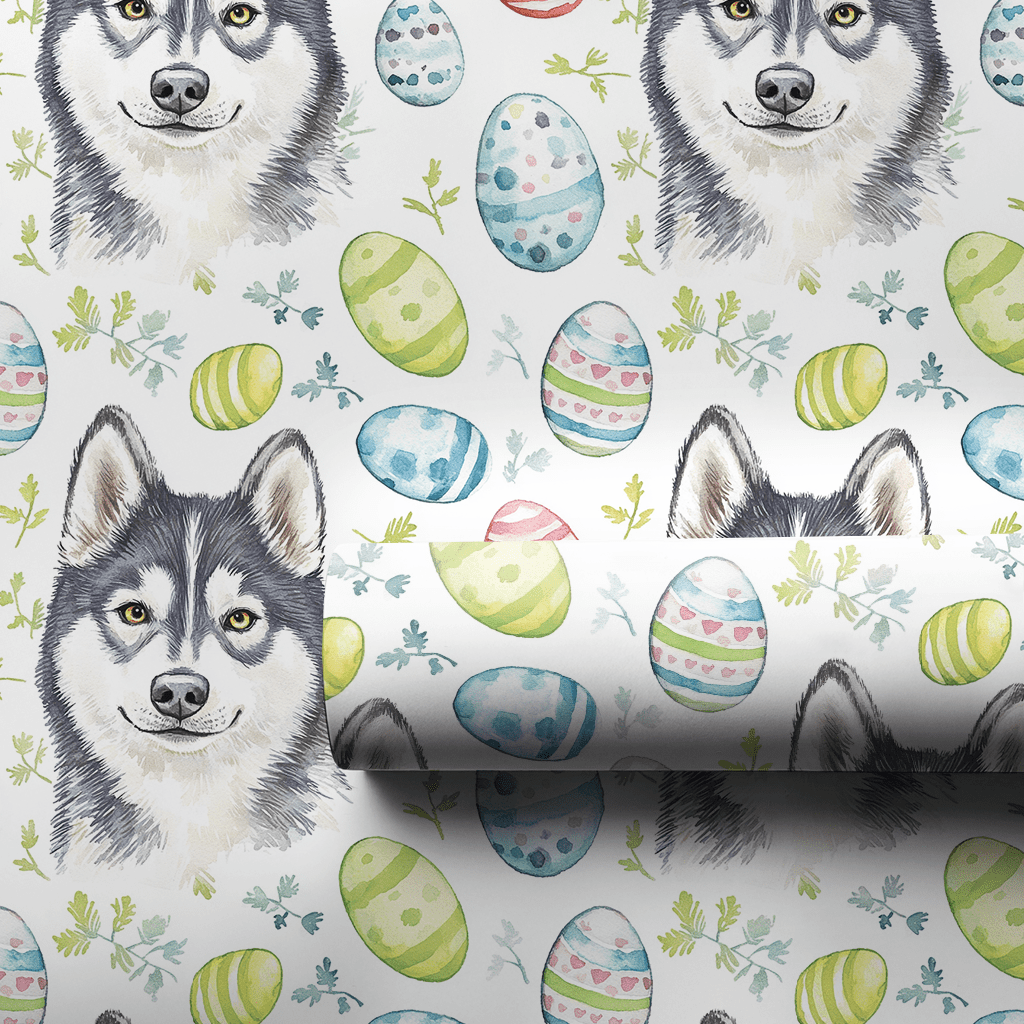 Easter Eggs with the Husky - Wrapping Paper - Aspen & Arlo