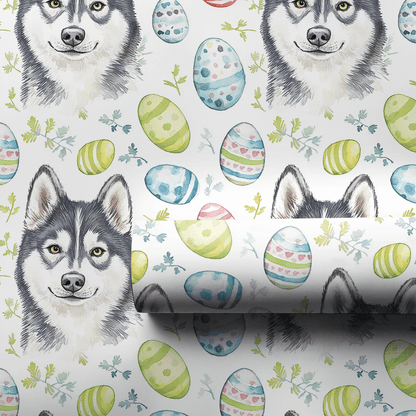 Easter Eggs with the Husky - Wrapping Paper - Aspen & Arlo