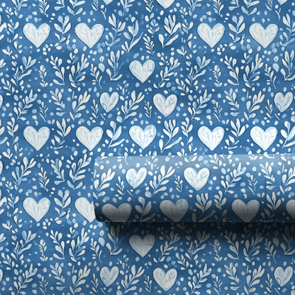 Blue Vintage Valentine - Wrapping Paper - Aspen & Arlo