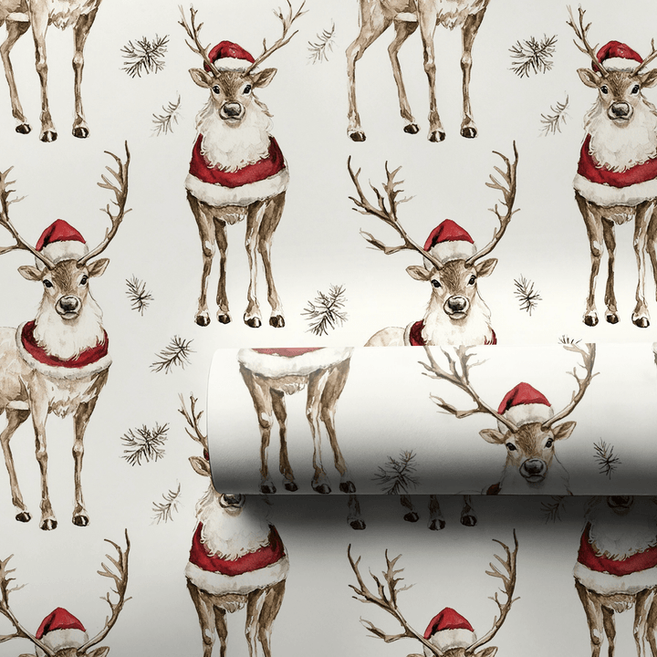 Santa Deer - Wrapping Paper - Aspen & Arlo
