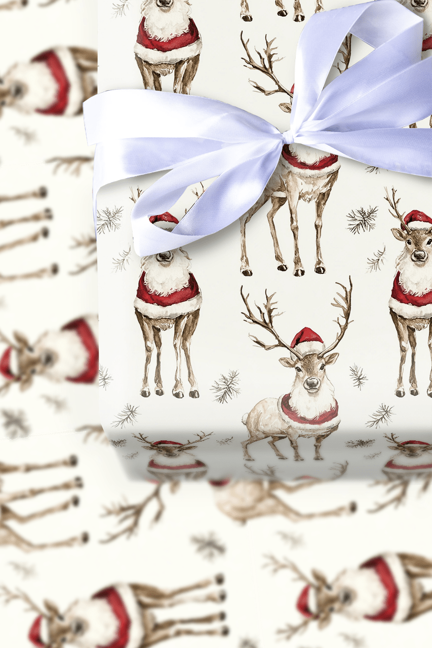 Santa Deer - Wrapping Paper - Aspen & Arlo