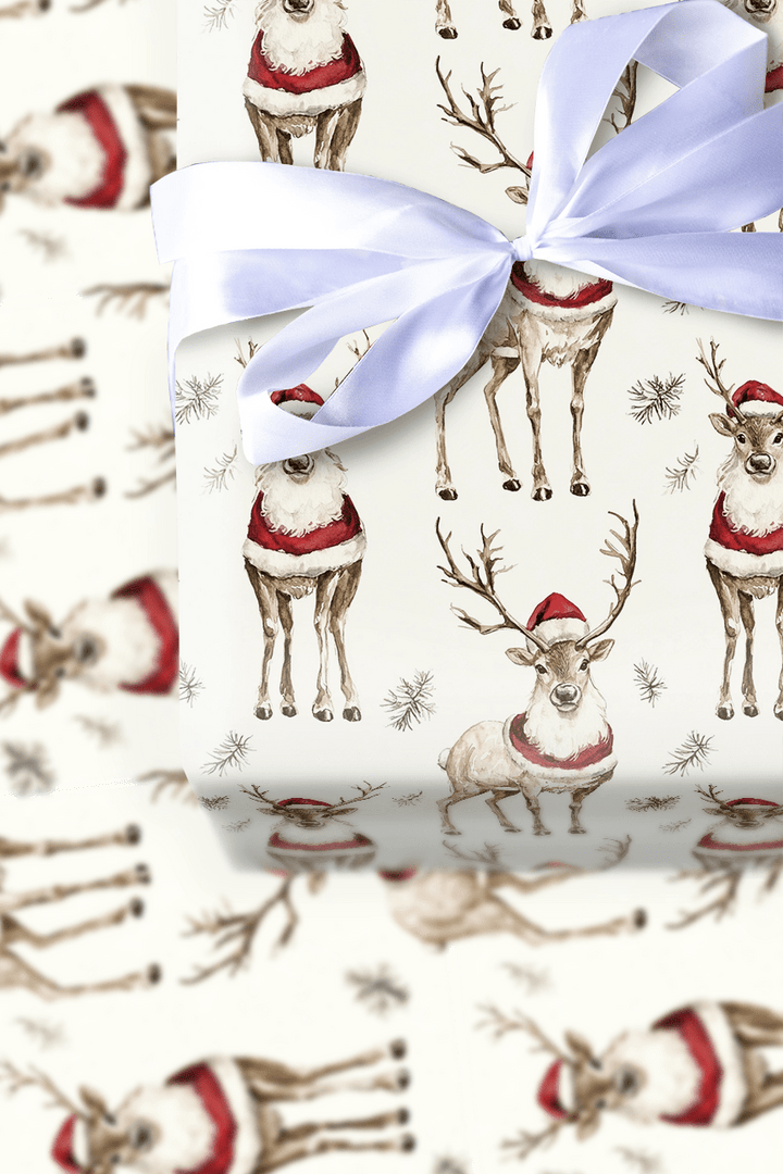 Santa Deer - Wrapping Paper - Aspen & Arlo