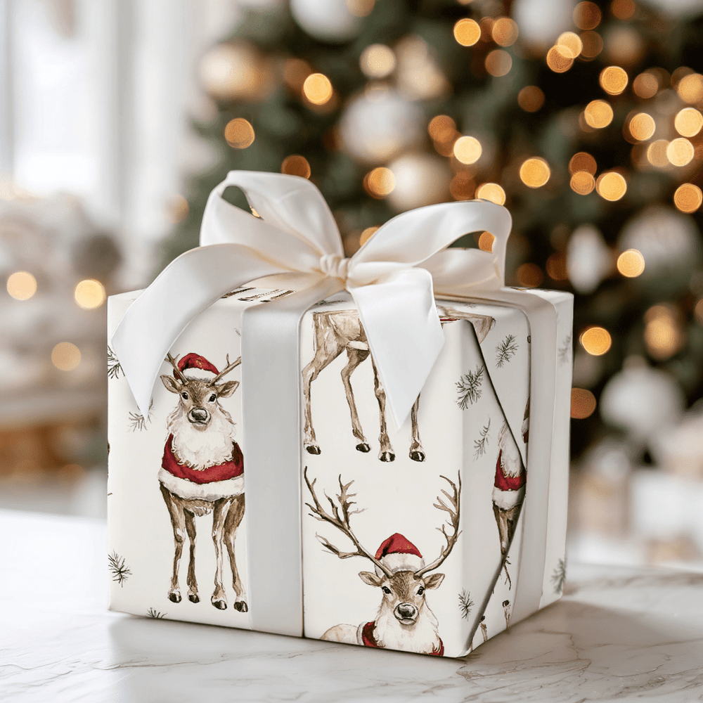 Santa Deer - Wrapping Paper - Aspen & Arlo