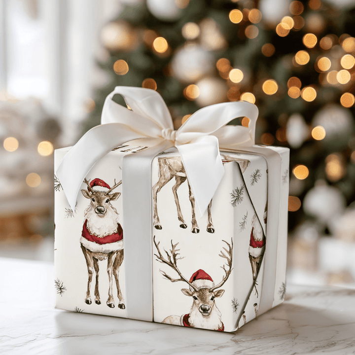 Santa Deer - Wrapping Paper - Aspen & Arlo