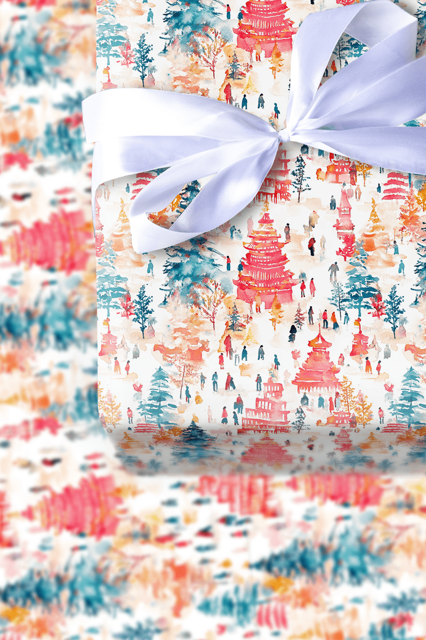 Shinjuku Sleigh Ride - Wrapping Paper - Aspen & Arlo