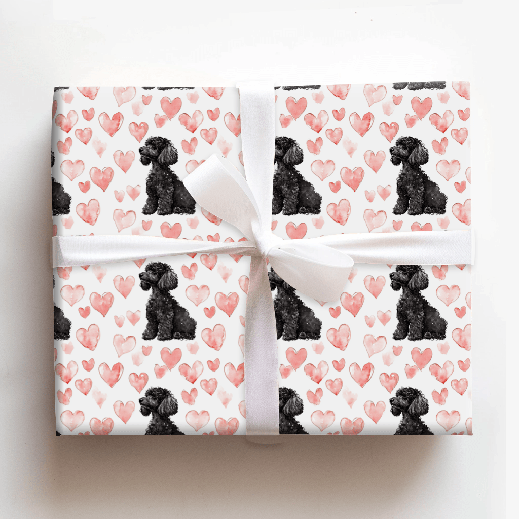 Black Poodle Valentine - Wrapping Paper - Aspen & Arlo