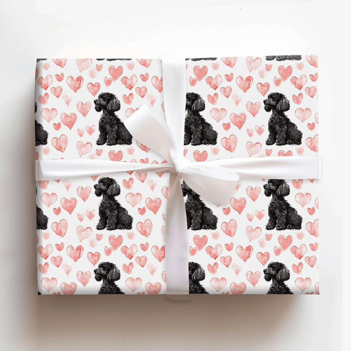 Black Poodle Valentine - Wrapping Paper - Aspen & Arlo