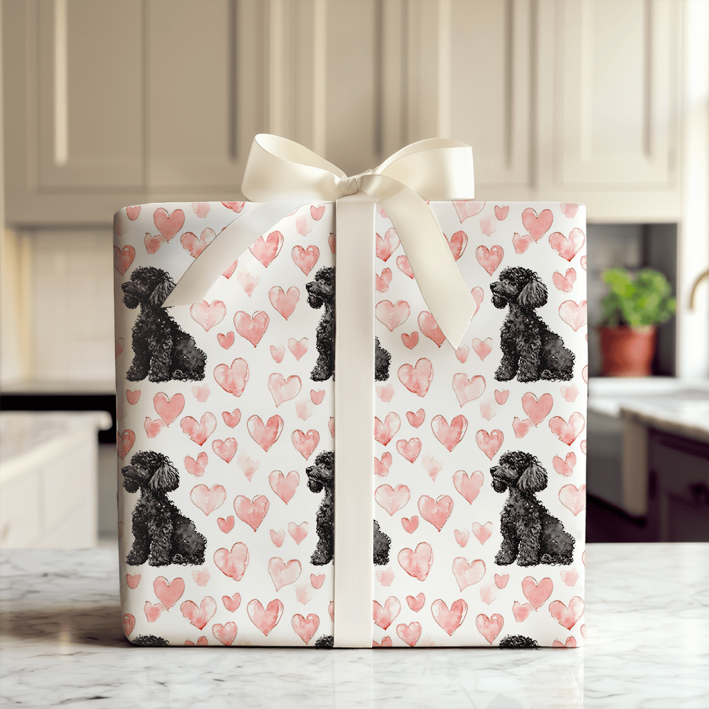 Black Poodle Valentine - Wrapping Paper - Aspen & Arlo