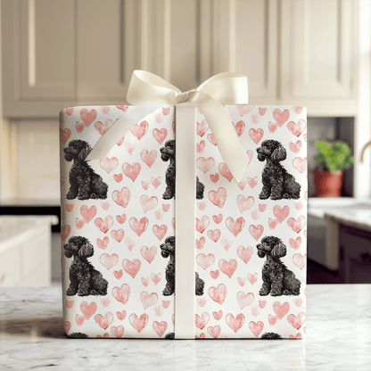 Black Poodle Valentine - Wrapping Paper - Aspen & Arlo