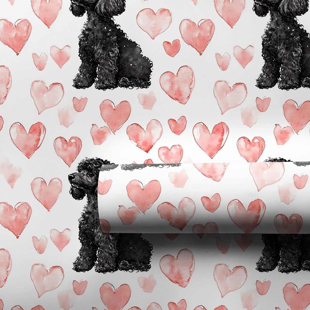 Black Poodle Valentine - Wrapping Paper - Aspen & Arlo