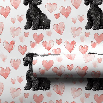 Black Poodle Valentine - Wrapping Paper - Aspen & Arlo