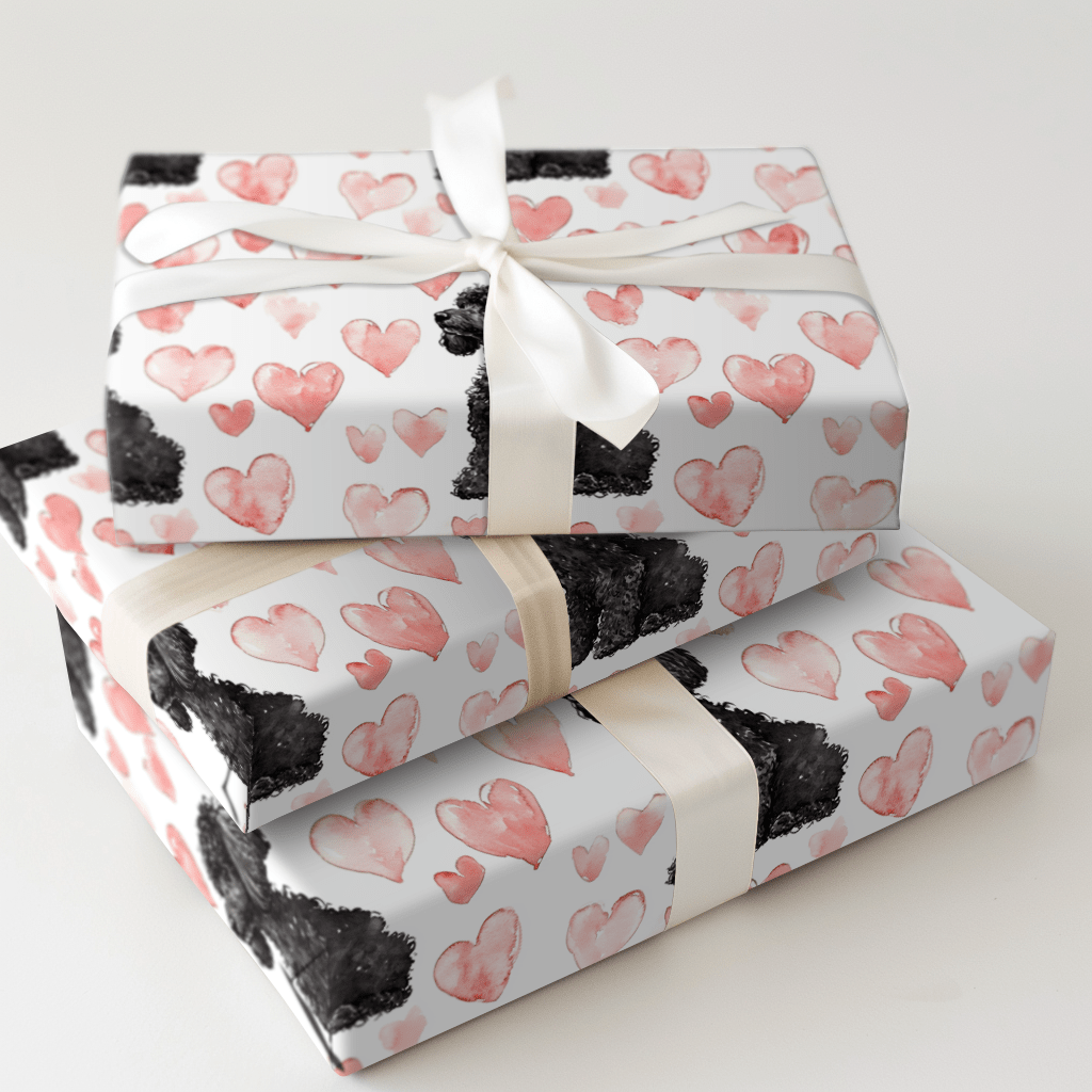 Black Poodle Valentine - Wrapping Paper - Aspen & Arlo