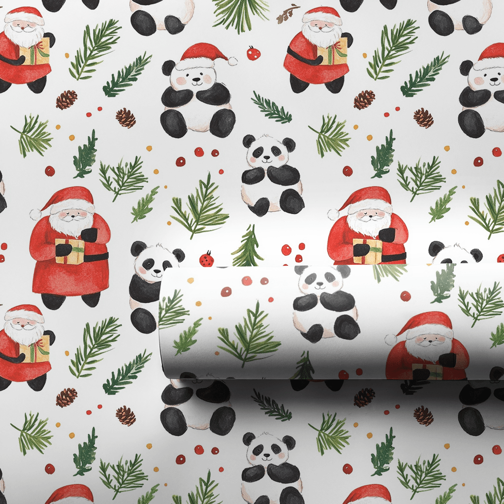 Santa's Panda Bear - Wrapping Paper - Aspen & Arlo